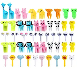 50 pièces nourriture pics à fruits pour enfants mignon animaux boîte à Bento décor gâteau petites fourchettes Dessert Mini dessin animé cure-dents fournitures de fête