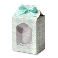 Boîte cadeau pour bougie écologique personnalisée avec lamination mate et gaufrage, boîtes d'emballage en carton avec fenêtre transparente, ruban