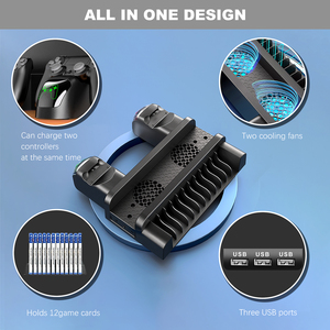 Base de Refrigeración <span class=keywords><strong>3</strong></span> en 1 para PS4 con <span class=keywords><strong>Cargador</strong></span> Doble para Controles y Soporte de Almacenamiento, Estación de Acoplamiento Multifunción para PS4 PRO/SLIM - Product Image 3