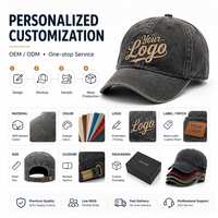 Casquette de baseball vintage en coton délavé, 6 panneaux, effet vieilli, style Dad Hat, avec boucle métallique réglable, pour personnalisation de marque