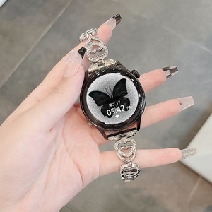 Bracelet de montre en diamant bling bling pour Samsung Galaxy Watch3 bracelet en métal coeur d'amour pour <span class=keywords><strong>Huawei</strong></span> <span class=keywords><strong>GT2</strong></span> <span class=keywords><strong>42mm</strong></span> bracelet en acier inoxydable diamant - Product Image 6