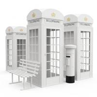 Ensemble de cabines téléphoniques londoniennes en métal vintage personnalisées pour la Saint-Valentin et les décorations d'Halloween