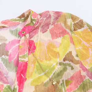 Chemisier décontracté pour femme ZATRHMBM Printemps 2026, nouvelle mode, imprimé floral perlé, style rétro, à manches longues et simple boutonnage - Product Image 4