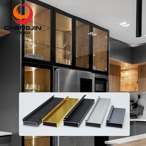 6063 décoration aluminium armoire armoire porte en verre mince cadre usine vente directe sablage noir Rose or - Product Image 1