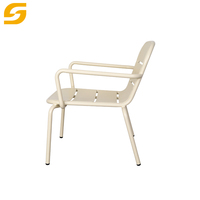 Design simple jardin patio café café-restaurant meubles en alliage d'aluminium salle à manger métal loisirs piscine plage fauteuil bas chaises d'extérieur
