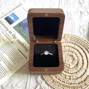 结婚胡桃木心形实木结婚求婚珠宝戒指周年礼物