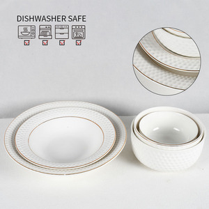 Juego de Tazones de Cerámica con Textura de Golf, 5 Tamaños (4.5"-10"), Blancos y Dorados con Hoyuelos, para Sopa/Comida, de Grado Comercial, con Base Antideslizante - Product Image 5