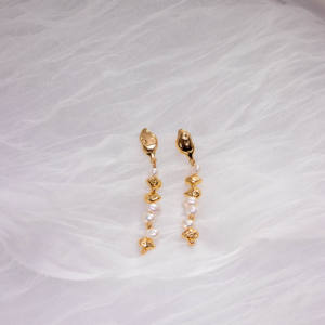 Boucles d'oreilles à clous en chaîne de perles d'imitation Dreamshow, bijoux fantaisie pour femmes, plaqué or, argent, plaqué or - Product Image 2