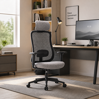Chaise de bureau ergonomique moderne Ruibao pour le bureau à domicile avec dossier haut en maille respirante, accoudoirs 3D, hauteur réglable et appui-tête confortable