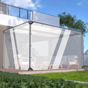 Lona de vinilo de PVC transparente de tela impermeable transparente de alta resistencia con bucle de Cable <span class=keywords><strong>para</strong></span> cubierta impermeable de dosel de terraza - Product Image 1