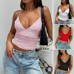 Hauts et chemisiers pour femmes de style européen, tendance printemps-été, hauts révélateurs sexy et audacieux à manches courtes pour filles. - Product Image 3