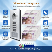 Sistema de Intercomunicación Anjielo para Edificios Inteligentes de 12 Unidades, Monitoreo en Tiempo Real, Videoportero Multifamiliar con Pantalla Táctil, Resistente al Agua para Exteriores