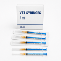 Aiguilles jetables stériles 1 ml, boîte de 0,5 mm, rose, emballage individuel, pour usage vétérinaire, laboratoire et cosmétique