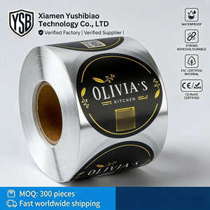 Etiquetas Adhesivas de Vinilo Impermeables YSB para Productos Alimenticios, Impresión Personalizada en Dorado, Pegatinas Redondas con Logotipo y Código <span class=keywords><strong>QR</strong></span> - Product Image 1