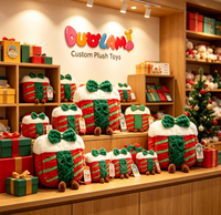 Kotak Hadiah Boneka Plush Lembut Figur Boneka Festif untuk Hadiah Liburan Natal Boneka Plush Kustom