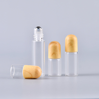 Flacons roll-on miniatures en verre transparent de 1 ml, 2 ml, 3 ml, 5 ml pour sérum, huile essentielle, soins de la peau, cosmétiques, avec bouchon en plastique imitation bois