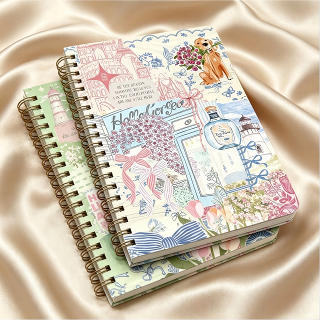 Custom Printed Spiral Planner A5/A6 Cute Watercolor Wire-O Bound Journal School Office Stationery