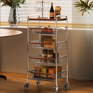 Storage Cart 5 Tier Metal Rolling Rack With Baskets For Kitchen Living Room Snack Storage Mobile Utility Cart - Product Image 1