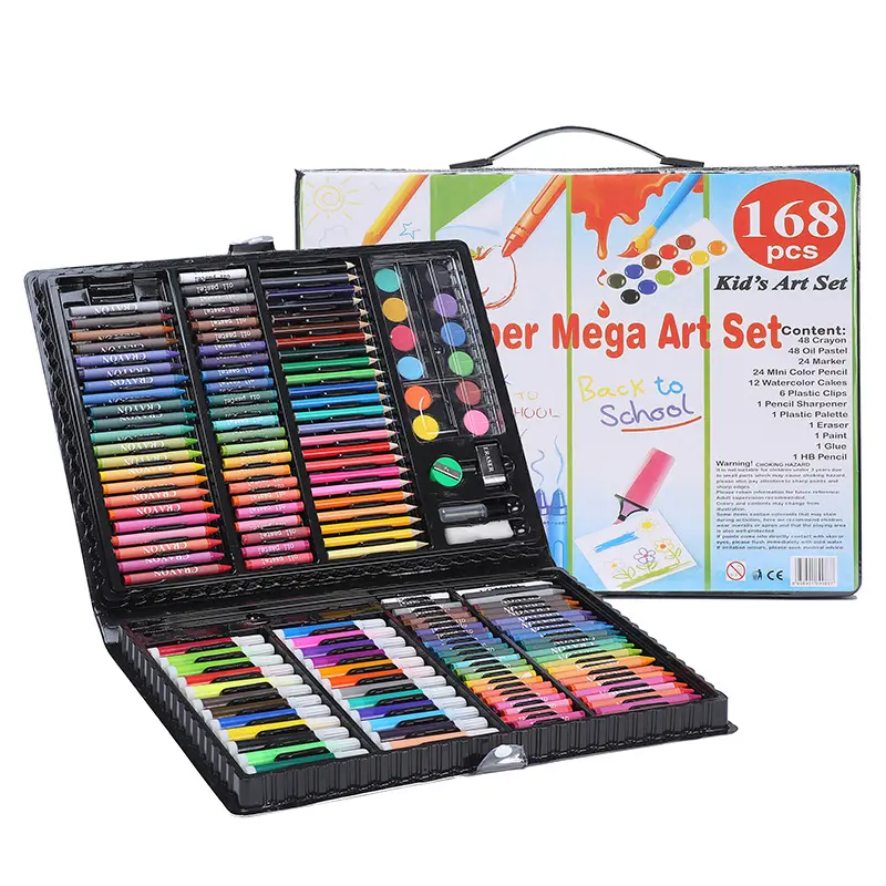 Juego de pinceles para niños, suministros de arte, regalos, papelería, pintura, acuarela, lápiz de Color, 168 piezas