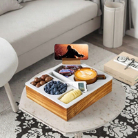 Plateau de service en bois d'acacia de qualité supérieure avec revêtement en silicone non toxique pour le comptoir du bar et la décoration du salon