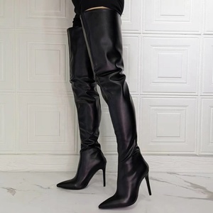 Botas Altas por Encima de la Rodilla para Mujer, Talla Grande 47, con Cremallera Trasera, Ajustadas, Tacón Fino, Botas Sexys de Otoño para Mujer, Botas de Tacón Alto con Punta Puntiaguda - Product Image 4