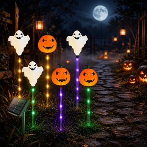 New Arrival Halloween <b>Pumpkin</b> Skeleton Ghost Lamp Solar-Powered IP44 Ground Stake Light Outdoor Courtyard Garden - Product Image 5