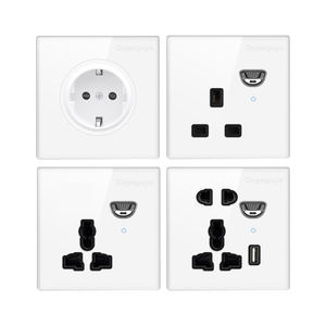 13a Toma eléctrica universal Puertos USB duales, Panel de interruptor de luz de pared LED de vidrio blanco, Enchufe de pared de toma de corriente de Reino Unido Europa <span class=keywords><strong>Malta</strong></span> - Product Image 5