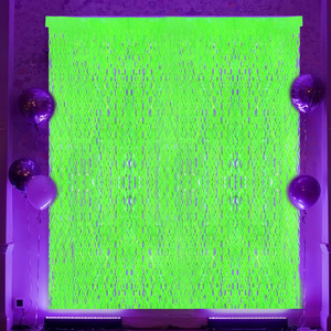 Cortina de Flecos Fluorescentes <span class=keywords><strong>que</strong></span> Brillan en la Oscuridad, Arcoíris Macaron, Reactiva a la Luz Negra, Telón de Fondo de Lentejuelas Fluorescentes, Serpentinas Luminosas de Neón - Product Image 2