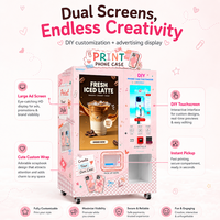 Máquina expendedora de carcasas de teléfono con pantalla dual para parques acuáticos, con cabina de transmisión multi-escena y opción DIY