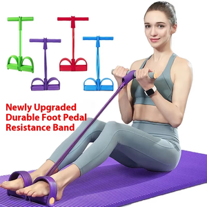 Nhà tập thể dục & Yoga 6-ống PVC kháng ban nhạc thiết lập đa chức năng đào tạo & tập thể dục với bàn đạp elastics Băng - Product Image 1