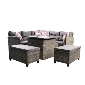 Ensemble <span class=keywords><strong>de</strong></span> <span class=keywords><strong>salon</strong></span> <span class=keywords><strong>de</strong></span> <span class=keywords><strong>jardin</strong></span> en rotin en forme <span class=keywords><strong>de</strong></span> L <span class=keywords><strong>pour</strong></span> 8 <span class=keywords><strong>personnes</strong></span> avec canapé - Product Image 1