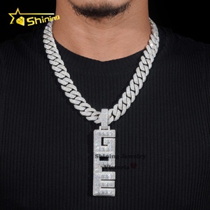 Hot Bán Cá Nhân 3D Thiết Kế 925 Bạc Mỹ Quyến rũ Mặt Dây Chuyền 3 "Mà Không Cần Bảo lãnh Moissanite Kim Cương Dọc Tùy Chỉnh Tên Mặt Dây Chuyền - Product Image 6