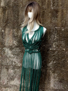 Vestido Romano Hecho a Mano para Mujer 2024, Vestido de una Pieza con Diseño de Borlas, Estilo Bohemia, para Vacaciones en la Playa - Product Image 4