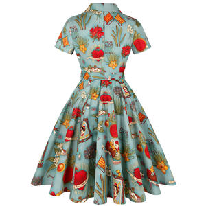 Vestido Vintage para <span class=keywords><strong>Mujer</strong></span>, Estilo Retro de los Años 50 y 60, Vestido Camisero de Talla Grande, Floral, de Algodón, Vestidos Swing <span class=keywords><strong>Rockabilly</strong></span> para <span class=keywords><strong>Mujer</strong></span>, Vestidos CTD2101 # - Product Image 2