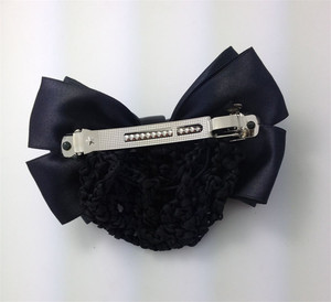 Women Two-Way <strong>Snood</strong> Net Satin Striped Bow Barrette Hair Clip Bun Cover Set Hair Accessory Hair <strong>Snood</strong> - Product Image 5
