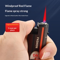 Briquet à cigare en plastique coupe-vent en gros, créatif et personnalisé, pour cigarettes, à flamme directe au butane, rechargeable et portable
