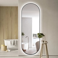 Miroir LED mural en forme de capsule avec capteur tactile, éclairage intégré, pour salon et chambre à coucher