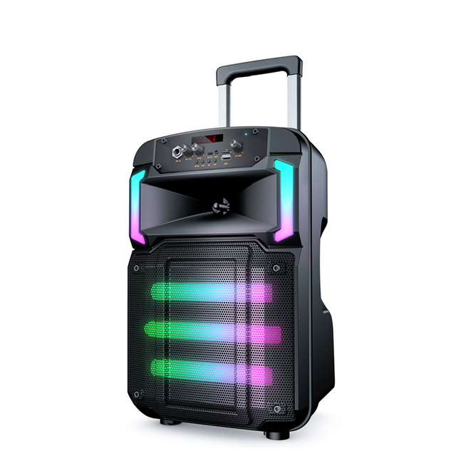Karaoke Circle Amplified Speaker Wireless Woofer Speaker Mic Remote Control Color Led Outdoor Tws Party Trolley Speaker