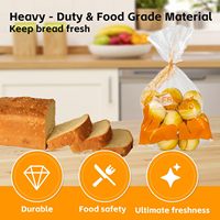Kantong Kemasan Roti Transparan dengan Tali Oranye, Kantong Plastik untuk Roti, Sandwich, dan Muffin