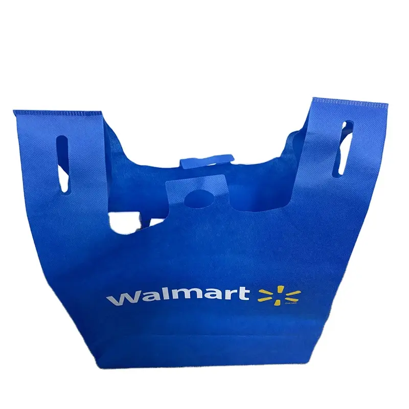 Walmart süpermarket T-shirt ve bez çantalar kolay bozulma AZO ücretsiz serigraf baskı nonwoven alışveriş çantaları