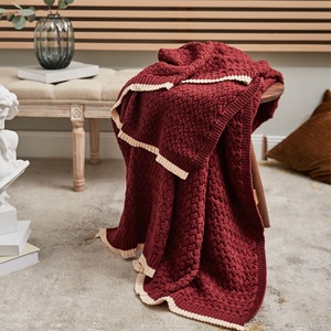 Chất Lượng Cao Len Pha Trộn Màu Sắc Đôi Khâu Jacquard Dệt Kim Ném Chăn Cho Mùa Đông Trang Trí Nội Thất Và Du Lịch Rlk - Product Image 4