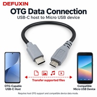 Kabel DEFUXIN USB C ke Micro USB 25cm Tipe-C Male ke Micro B Male OTG Adaptor Pengisian Daya dan Data untuk Ponsel Android