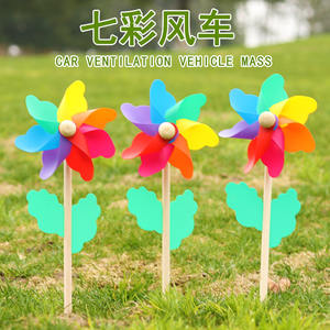 Colorful Pinwheels Kids Rainbow <strong>Wood</strong> Wand Plastic <strong>Windmill</strong> in the Soil Toys for Outdoor <strong>Garden</strong> Decoration - Product Image 4