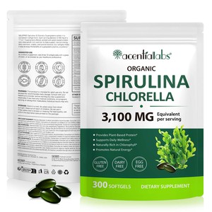 Acentiallabs <span class=keywords><strong>Spirulina</strong></span> En Chlorella Superfood Supplementen Natuurlijke Organische <span class=keywords><strong>Spirulina</strong></span> Chlorella Tabletten Voor De Dagelijkse Darmgezondheid - Product Image 1