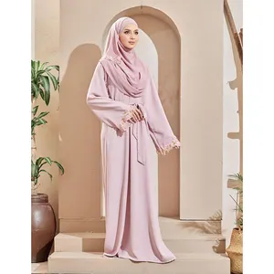 Islamic Tunics for Hotsale Boutique Women Dress Muslim Long Cardigan Elegant Beautiful Flower Kimono Abaya Muslimah Modern Jubah
