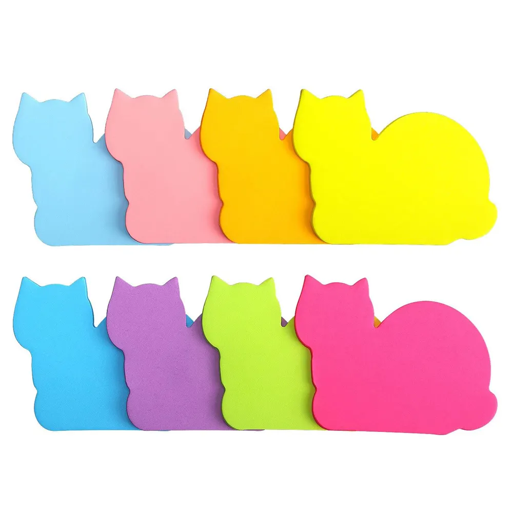 Customized Animal Cat Shape Colorful Removable Sticky Notes Wholesale Popular School Supplies Page Markers Reminder Notes