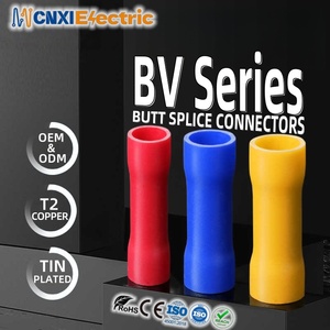 Cnxi BV loạt 22-16awg T2 đồng PVC cách điện <span class=keywords><strong>Red</strong></span> Butt Splice kết nối dây crimps Lugs thiết bị đầu cuối cho máy móc kết nối - Product Image 1