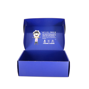Boîte d'expédition personnalisée écologique de couleur bleue imprimée pour vêtements et documentation - Product Image 1
