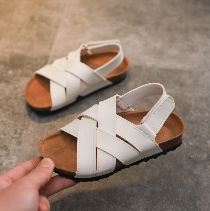 High Quality New design Children Slide Sandals Leather Cork Slippers Boys Girls Flip Flops Toddler Sandals For Kids