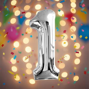 Party Love Silver Number 1 Foil Balloon 45cm <b>Birthday</b> Party <b>Decoration</b> - Product Image 4